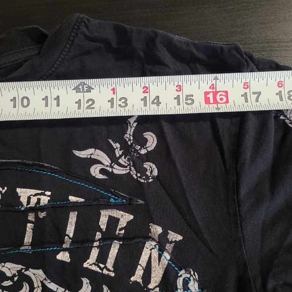 Affliction T Shirt Live Fast Dark Ages Stitched 1973 Eagle SZ M Distressed Hems - Picture 5 of 9